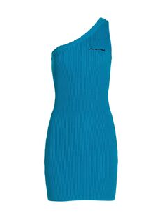 Мини-платье Zenith асимметричного кроя в рубчик Simon Miller, синий