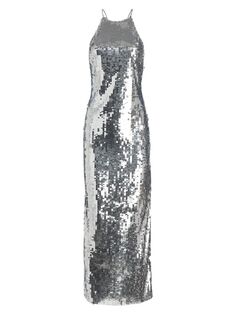 Сетчатое платье макси с пайетками Zazzle Simon Miller, серебряный