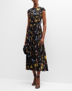 Двустороннее плиссированное платье миди с цветочным принтом Jason Wu Collection