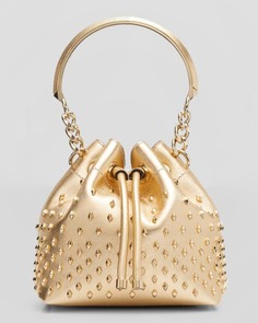 Кожаная сумка-ведро Bon Bon Spike из металлизированной кожи Jimmy Choo