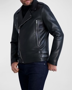 Мужская асимметричная кожаная байкерская куртка Karl Lagerfeld Paris
