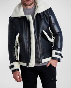 Мужская куртка из искусственной овчины на тканевых блоках Karl Lagerfeld Paris
