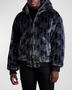 Мужская двусторонняя куртка-бомбер с искусственным мехом Karl Lagerfeld Paris