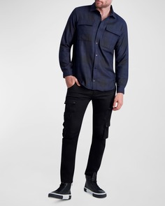 Мужская клетчатая шерстяная спортивная рубашка Karl Lagerfeld Paris