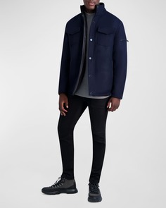Мужская куртка-рубашка из шерсти с подкладкой из шерпы Karl Lagerfeld Paris