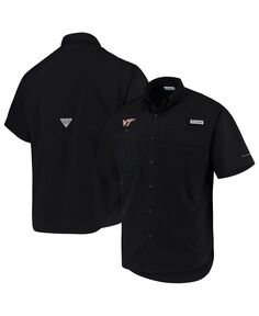 Мужская черная рубашка virginia tech hokies pfg tamiami omni-shade на пуговицах Columbia, черный