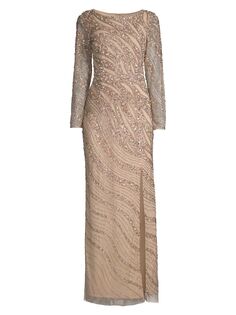 Платье-колонна с бисером Aidan Mattox, золотой
