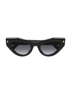 Солнцезащитные очки «кошачий глаз» 52 мм с шипами Alexander McQueen, черный