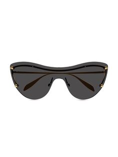Металлические солнцезащитные очки «кошачий глаз» с заклепками 99 мм Alexander McQueen, черный