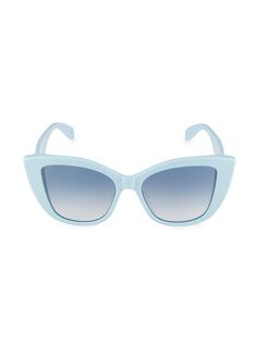 Солнцезащитные очки McQueen Graffiti 54MM «кошачий глаз» Alexander McQueen, синий