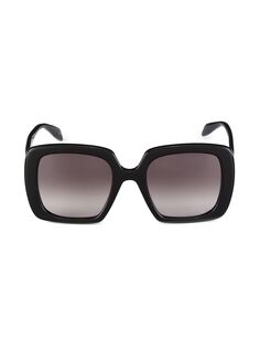 Квадратные солнцезащитные очки Seal Logo 54MM из ацетата Alexander McQueen, черный
