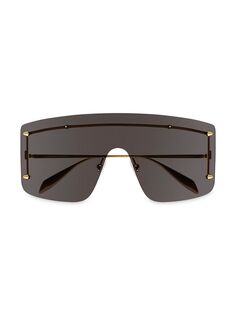 Солнцезащитные очки-маска Spike Studs 99MM Alexander McQueen, золотой