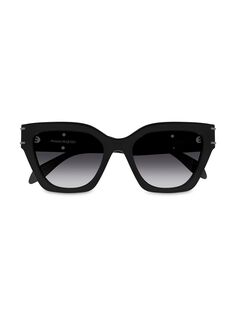 Солнцезащитные очки «кошачий глаз» Selvedge Lines 53MM Alexander McQueen, черный