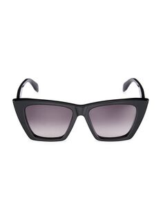 Фирменные солнцезащитные очки «кошачий глаз» 54 мм Alexander McQueen, черный