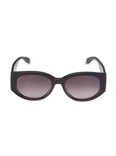 Овальные солнцезащитные очки Graffiti 54MM Alexander McQueen, черный