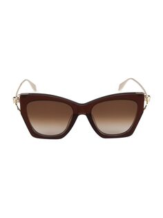 Солнцезащитные очки &quot;кошачий глаз&quot; из ацетата 53 мм с черепом Alexander McQueen, коричневый