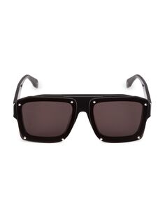 Прямоугольные солнцезащитные очки с заклепками 62 мм Alexander McQueen, черный