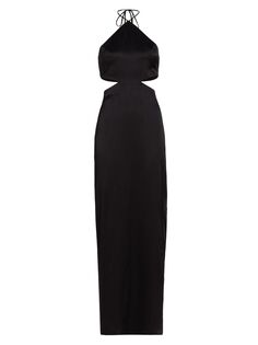 Шелковое макси-платье Akron с вырезами Amanda Uprichard, черный