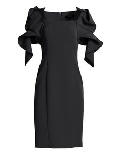 Платье с рукавами оригами Badgley Mischka, черный