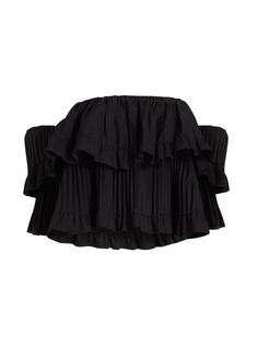 Многоуровневый укороченный топ с открытыми плечами Brandon Maxwell, черный