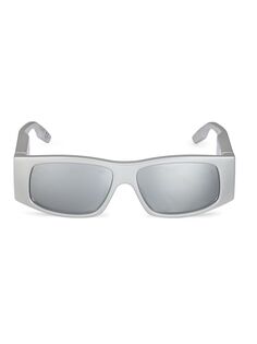 Прямоугольные солнцезащитные очки со светодиодной подсветкой 56 мм Balenciaga, серебряный