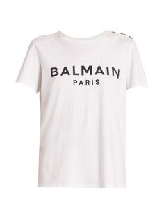 футболка с логотипом и пуговицами Balmain, белый