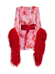 Мини-платье Poppy Feather с расклешенными рукавами Bronx and Banco, красный