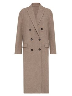 Пальто ручной работы из уютного двойного кашемира с монили Brunello Cucinelli, коричневый