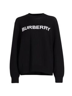 Свободный шерстяной свитер с логотипом Burberry, черный