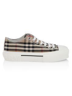 Хлопковые кроссовки с логотипом Jack Plaid Burberry, бежевый