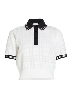 Трикотажная рубашка-поло Elanora из смесового хлопка Burberry, белый