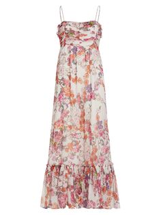 Одноярусное макси-платье с цветочным принтом byTiMo, белый