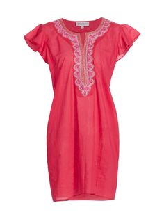 Платье-туника с вышивкой Calypso St. Barth, розовый