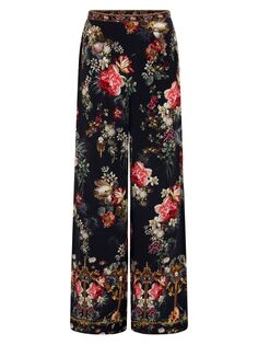 Широкие шелковые брюки с цветочным принтом CAMILLA, ночной