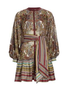 Платье-рубашка с принтом и объемными рукавами Calypso St. Barth, разноцветный