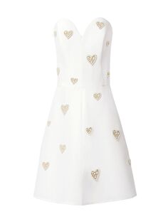 Платье с искусственным жемчугом и сердцем Carolina Herrera, белый