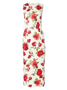 Платье миди без рукавов с цветочным принтом Carolina Herrera