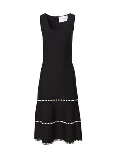 Платье-миди с искусственным жемчугом Carolina Herrera, черный