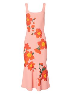 Платье миди с цветочным принтом Carolina Herrera, розовый