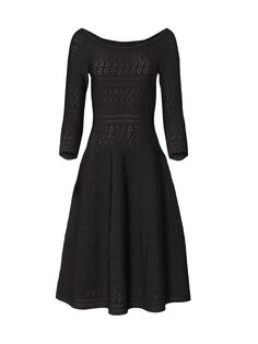 Трикотажное платье-миди с вырезом «лодочка» Carolina Herrera, черный