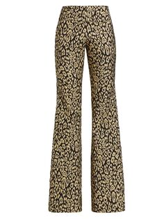 Жаккардовые расклешенные брюки с леопардовым принтом Carolina Herrera, черный
