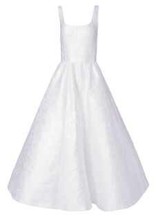 Платье миди с круглым вырезом и расклешенной юбкой Carolina Herrera, белый