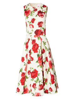 Платье-миди без рукавов с принтом роз Carolina Herrera