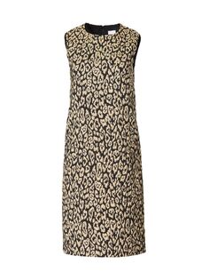 Платье прямого кроя с леопардовым принтом и эффектом металлик Carolina Herrera, черный