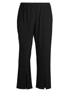 Летние расклешенные брюки Social с разрезом по подолу Caroline Rose, Plus Size, черный