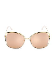 Квадратные солнцезащитные очки 61 мм Cartier, золотой