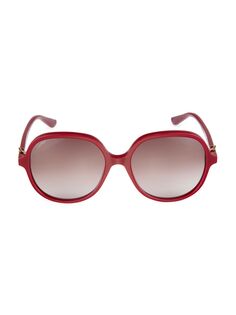 Круглые солнцезащитные очки Signature C De Cartier 53 мм Cartier, бордовый