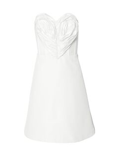 Шелковое мини-платье без бретелек с сердечками Carolina Herrera, белый