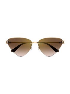Классические солнцезащитные очки «кошачий глаз» с покрытием Panthère из 24-каратного золота Cartier, коричневый