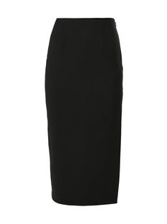 Юбка-миди из натуральной шерсти с боковыми разрезами Carolina Herrera, черный